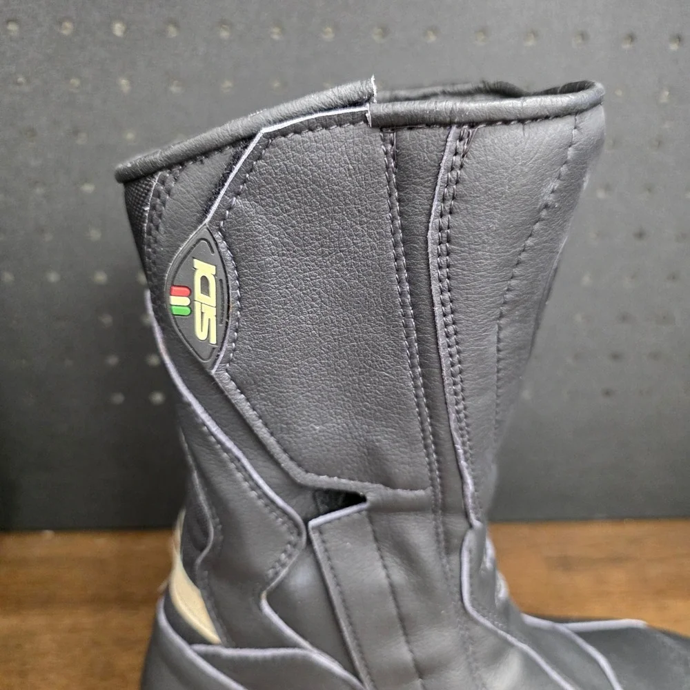 Sidi Touring Motorcycle Boots Mens 7.5 Black Leather Mesh Road